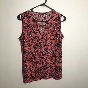 Jones New York Pink and Black Floral Tank